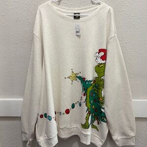 The Grinch and Max Christmas Crew Neck Cream Sweatshirt NWT 3X